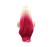 Remplacement des cheveux Perruques synthétiques blondes ombrées roses en dentelle for femmes, perruques longues et lisses Fiber résistante à la chaleur(26inches)