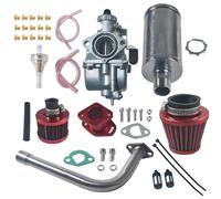 Remplacement du carburateurs Carburateur VM22 avec collecteur d'admission et d'échappement, Kit de silencieux pour Predator 212cc GX160 GX200 6,5hp Go Kart 196cc CT200U KT196(Rouge)