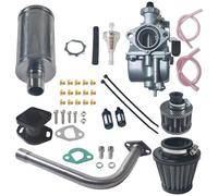 Remplacement du carburateurs Carburateur VM22 avec collecteur d'admission et d'échappement, Kit de silencieux pour Predator 212cc GX160 GX200 6,5hp Go Kart 196cc CT200U KT196(Noir)