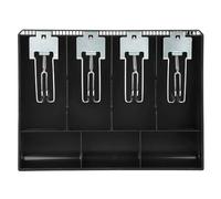 Remplacement du plateau d'insertion de caisse enregistreuse, quatre boîtes de caisse avec clip en métal, organisateur de tiroir-caisse en matériau ABS pour l'argent et, boîte de (Noire)