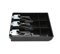 Remplacement du tiroir-caisse et du plateau d’insertion, organisateur à trois compartiments pour caissier avec clip métallique, insert de caisse en résine ABS pour comptoir de cais (Noire)