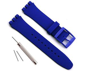 Remplacement étanche en caoutchouc de silicone Bracelet de montre Watch Band pour Swatch (17 mm X 19 mm 20 mm) (17 mm, Azure)