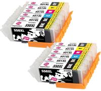 Remplacement pour Canon PGI-550XL CLI-551XL Cartouches d'encre 12 Pack, Utiliser avec Canon MG6350 MG7150 MG7550 iP8750 MG6340, PGBK/Noir/Cyan/Magenta/Jaune/Gris