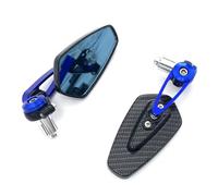 Remplacement Rearview Rétroviseur Latéral De Guidon Moto 7/8" 22 Mm pour K&awasaki pour Z125 Pro, pour Z650 pour Z750, avec Réflecteur. Guidon Réflecteur(Bleu)