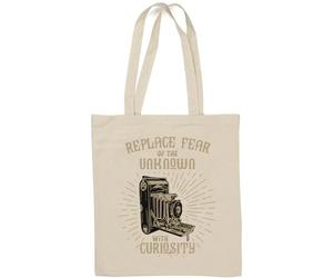 Remplacez la peur de l'inconnu avec le sac fourre-tout Curiosity en coton naturel blanc