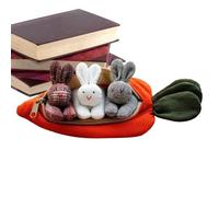 Rempli de carottes - Sac en peluche carotte | Sac en peluche trois lapins | Portefeuille 3 en carottes | Sac en peluche trois lapins | Décoration de Pâques avec fermeture éclair pour camarades de
