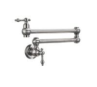 Remplissage en pot Double joint bec pliant pliable le bras swing swing mur mur robinet simple trou simple à deux poignées évier de cuisine robinet,Débit d'eau élevé(Brushed B)
