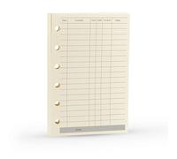 Remplissage pour Planificateur A7, Remplissage pour Agenda A7 Papier pour Enregistrements Financiers pour 6 Anneaux Filofax, Inserts de Conception Comptable, 6 Trous/100g, Taille de Poche 12,3 x 8,2