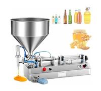 Remplisseur à piston horizontal pneumatique avec trémie de 30 L, machine de remplissage de crème 300 W 15 à 35 canettes/min, remplissage automatique de bouteilles anti-fuite pour pâte liquide 50-500
