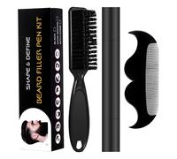 Remplisseur de barbe,Crayon de toilettage anti-transpiration avec brosse peigne - Stylo de remplissage de barbe à 4 pointes, réparation de la moustache masculine façonnant la Définir le stylo Am