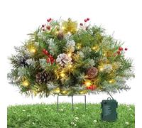 Remplisseur de jardinière de Vacances, remplisseur de jardinière de Noël en Plein air | Arbre de 16 Pouces pré-éclairé avec Support - Remplisseur de Lumineux extérieur à Piles, pour la déco