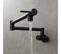 Remplisseur de pot Cuisine pliante rotative en cuivre dans le mur Évier froid simple Poignées doubles Robinet 1 trou avec bras pivotants à double articulation, B Robinets d'évier cuisine(Navy)