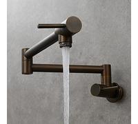 Remplisseur de pot Cuisine pliante rotative en cuivre dans le mur Évier froid simple Poignées doubles Robinet 1 trou avec bras pivotants à double articulation, B Robinets d'évier cuisine(G)