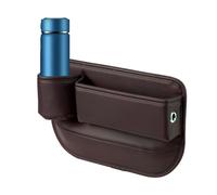 Remplisseur d'espace pour siège de voiture - Organiseur de console en cuir avec trou de chargement pour téléphones et portefeuilles, comprend un porte-gobelet et une fente pour câble, organisateur int
