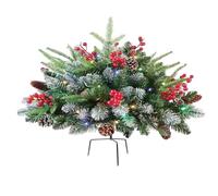 Remplisseur d'urne de Noël prééclairé, 60 lumières LED avec effet de gel pour urnes avec pommes de pin et baies rouges, décoration de Noël à batterie pour intérieur et extérieur, jardin, entrée avenue