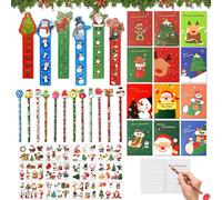 Remplisseurs De Sac De Fête De Noël, 54 Pièces Mini Bloc-Notes De Noël, Crayons De Noël Avec Gomme E Règle, Autocollants De Tatouage De Noël, Anniversaire Fête Cadeau De Noël Remplisseur