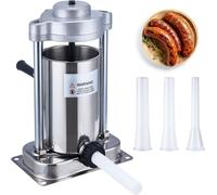 Remplisseuse de saucisses manuelle 2L - Machine à saucisses verticale en acier inoxydable 304 - Construction robuste - 3 tubes à saucisses - Grande capacité - Convient pour les aliments - Facile à net