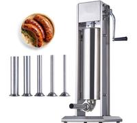 Remplisseuse de saucisses manuelle 7L - Machine à saucisses verticale en acier inoxydable 304 - Vitesses de rotation - Soupape de purge - Accessoires - Grande capacité - Convient pour les aliments