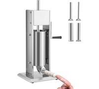 Remplisseuse de saucisses manuelle Remplisseuse de saucisses 5 L, acier inoxydable + aluminium Machine à saucisses professionnelle argentée, y compris tubes de remplissage 37 / 30 / 21 / 15 mm, boîte