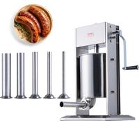 Remplisseuse de saucisses manuelle VEVOR, machine à saucisses verticale 10 l / 22 livres, remplisseuse de viande à deux vitesses, en acier inoxydable 304 de qualité alimentaire, 5 tubes de remplissage