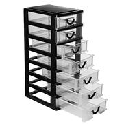 Rempry Mini boîte de rangement avec 7 tiroirs de bureau transparents, 18 x 13 x 33,5 cm, noir