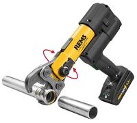 REMS Akku-Press E 22 V ACC BASIC-PACK L-BOXX - Presse radiale sans fil avec écoulement forcé, diamètre 10-108 mm, rotation à 360°, engrenage planétaire robuste, avec lampe de travail LED