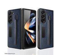 Remterad Coque Samsung Galaxy ZFold 5 avec Support de téléphone Invisible, écran Frontal intégré avec Film durci Housse，Comporte Son Propre Porte-Stylo étui,Bleu Phone Case.