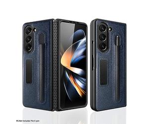 Remterad Coque Samsung Galaxy ZFold 5 avec Support de téléphone Invisible, écran Frontal intégré avec Film durci Housse，Comporte Son Propre Porte-Stylo étui,Bleu Phone Case.