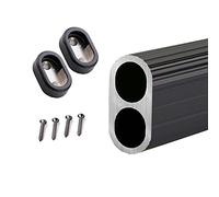 REMYS Aluminum Detachable Oval Wardrobe Tube Clothes Pole With Screws,Closet Rods For Hanging Clothes 50 60 70 80 90 100 110 120cm, Laundry Room/Balcony/Bathroom(Black,90cm/35.4in)