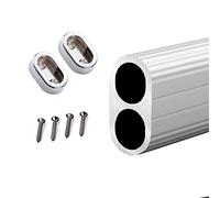 REMYS Aluminum Detachable Oval Wardrobe Tube Clothes Pole With Screws,Closet Rods For Hanging Clothes 50 60 70 80 90 100 110 120cm, Laundry Room/Balcony/Bathroom(Silver,60cm/23.6in)