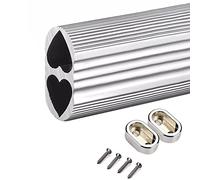 REMYS Heavy Duty Wardrobe Pole for Laundry Room/Cabinet/Loft With Socket Set,20 30 40 50 60 Inch Closet Hanging Rod Aluminum, 3mm Thick Valet Rod Hotel Home Office(Silver,65cm/25.5 in)