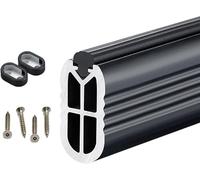 REMYS Metal 2.6mm Thick Wardrobe Rail Tube with Anti-slip Silence Strip & Flange Set,Heavy Duty Closet Rods for Hanging Clothes(Black,160cm/63in)