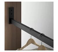 REMYS Metal Hanging Durable Pole With End Support,Removable Wall Mounted Clothing Organizer Rod Rack System Kit Closet Rods, Waterpproof Rustproof Easy To Cut(Black,24in/61cm)