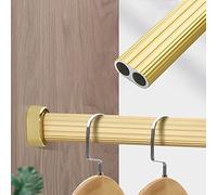 REMYS Portable Wall Mount Removable Wardrobe Garment Bar with Complete Kit,Gold Metal Closet Hanging Rod for Clothes Hangers, Rust Proof Shower Rods for Bathroom(50cm/19.6 in)