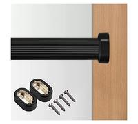 REMYS Removeable Aluminum Alloy Garment Bar with Mute Anti-skid Strip,Wall Mount Clothes Hanging Rod for Wardrobe/Bedroom/Toilet, 15.7-63 inch Long(Black,90cm/35.4in)