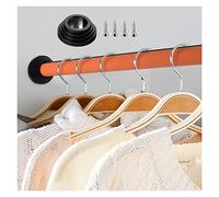 REMYS Round Aluminum Alloy Garment Bar with Leather Surface,Orange Closet Rods for Hanging Clothes, for Wardrobe/Laundry/Balcony, Custom Length(80cm/31.5")