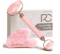 Rena Chris Ensemble de rouleaux Gua Sha et visage : rouleau de jade anti-casse pour une utilisation durable, sculpture de la mâchoire et réduire les poches, outils pour le visage Gua Sha pour soins