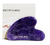 Rena Chris Gua Sha en Améthyste pour Visage et Corps - Sculpte la Ligne de la Mâchoire, Réduit les Poches - Cadeau de Soins de la Peau (Violet)