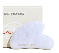 Rena Chris Gua Sha Visage, Pierre Gua Sha Visage en Jade Blanc, Guasha Visage pour Sculpter la Ligne de la Mâchoire et Réduire les Poches, Gua Sha Corps, Cadeau de Soins de la Peau (Blanc)