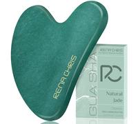 Rena Chris Gua Sha Visage, Pierre Gua Sha Visage en Jade Naturel, Guasha Visage pour Sculpter la Ligne de la Mâchoire et Réduire les Poches, Gua Sha Corps, Cadeau de Soins de la Peau (Vert)