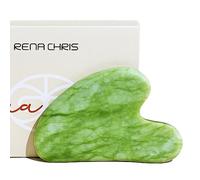 Rena Chris Gua Sha Visage, Pierre Gua Sha Visage en Jade Naturel, Guasha Visage pour Sculpter la Ligne de la Mâchoire et Réduire les Poches, Gua Sha Corps, Cadeau de Soins de la Peau (Vert Clair)