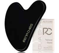 Rena Chris Gua Sha Visage, Pierre Gua Sha Visage en Obsidienne Naturelle, Guasha Visage pour Sculpter la Ligne de la Mâchoire et Réduire les Poches, Gua Sha Corps, Cadeau de Soins de la Peau (Noir)