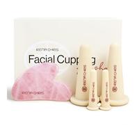 Rena Chris Ventouse Visage & Outil Gua Sha - Set de Ventouses en Silicone & Pierre Gua Sha en Quartz Rose, Soin Naturel, Réduit Gonflements, Repulpe les Lèvres (Rose)