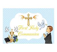 Renaiss 1.5x1m Garçon première Communion Toile de Fond Dieu bénisse baptême fête décoration Nouveau-né bébé Douche baptême Photographie arrière-Plan faveurs Cadeaux Fournitures Accessoires Photo