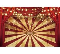 Renaiss 1.8x1.2m Cirque Spectacle Toile de Fond Carnaval Rayures Rouges Rideau Paillettes Lumières Photographie Fond Bébé Douche Fête d'anniversaire Décor Enfants Portrait Photo Props Vinyle