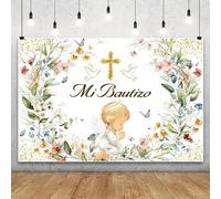 Renaiss 1.8x1.2m Ma première Toile de Fond de la Sainte Communion Petit Ange Fleurs Dieu bénisse Photographie Fond garçon Fille bébé Mon baptême fête décorations Vinyle Photo Studio Accessoires