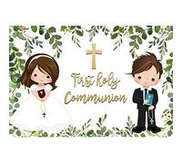 Renaiss 1.8x1.2m Première Communion baptême Photographie Fond Dieu bénisse Toile de Fond de baptême pour garçon ou Fille bébé Douche bannière fête décoration Nouveau-né bébé Photo Toile de Fond