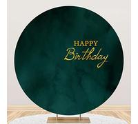 Renaiss 2.2m Vert foncé Rond Toile de Fond Couverture Joyeux Anniversaire Polyester Photographie Fond Adulte Homme Femme 30e 40e Anniversaire fête décoration Accessoires Photo