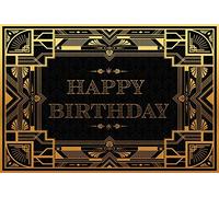 Renaiss 2.2x1.5m Fond de Photographie d'anniversaire pour Homme Noir et Or Célébration Toile de Fond Fête d'anniversaire Tableau de gâteau Décorations Vinyle Accessoires de photomaton