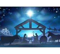 Renaiss 2.2x1.5m Naissance de Jésus Toile de Fond Noël Nuit crèche scène de la nativité Photographie Fond christianisme Ferme Grange Accessoires de Cabine Photo Décoration Papier Peint